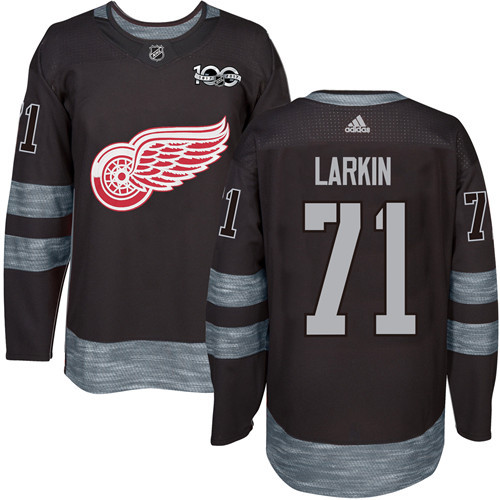 Adidas Red Wings #71 Dylan Larkin Black 1917-100th Anniversary Stitched NHL Jersey - Click Image to Close